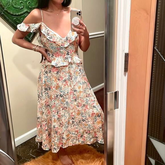 RACHEL Rachel Roy Floral Ruffled Maxi Sun Dress NWT Eggshell Combo - Picture 2 of 7